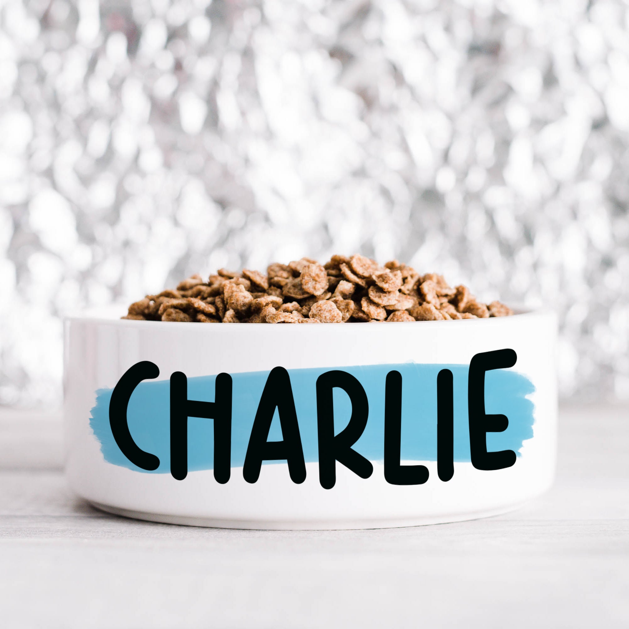 Bold Blue Paint Stroke Pet Bowl