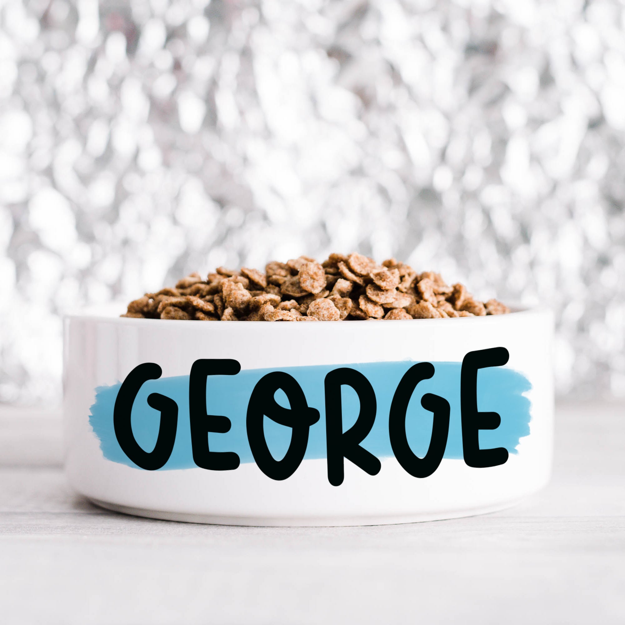 Bold Blue Paint Stroke Pet Bowl