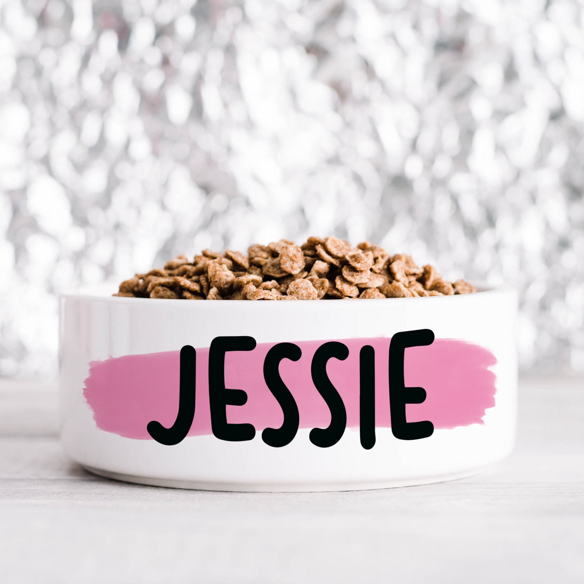 Bold Pink Paint Stroke Pet Bowl