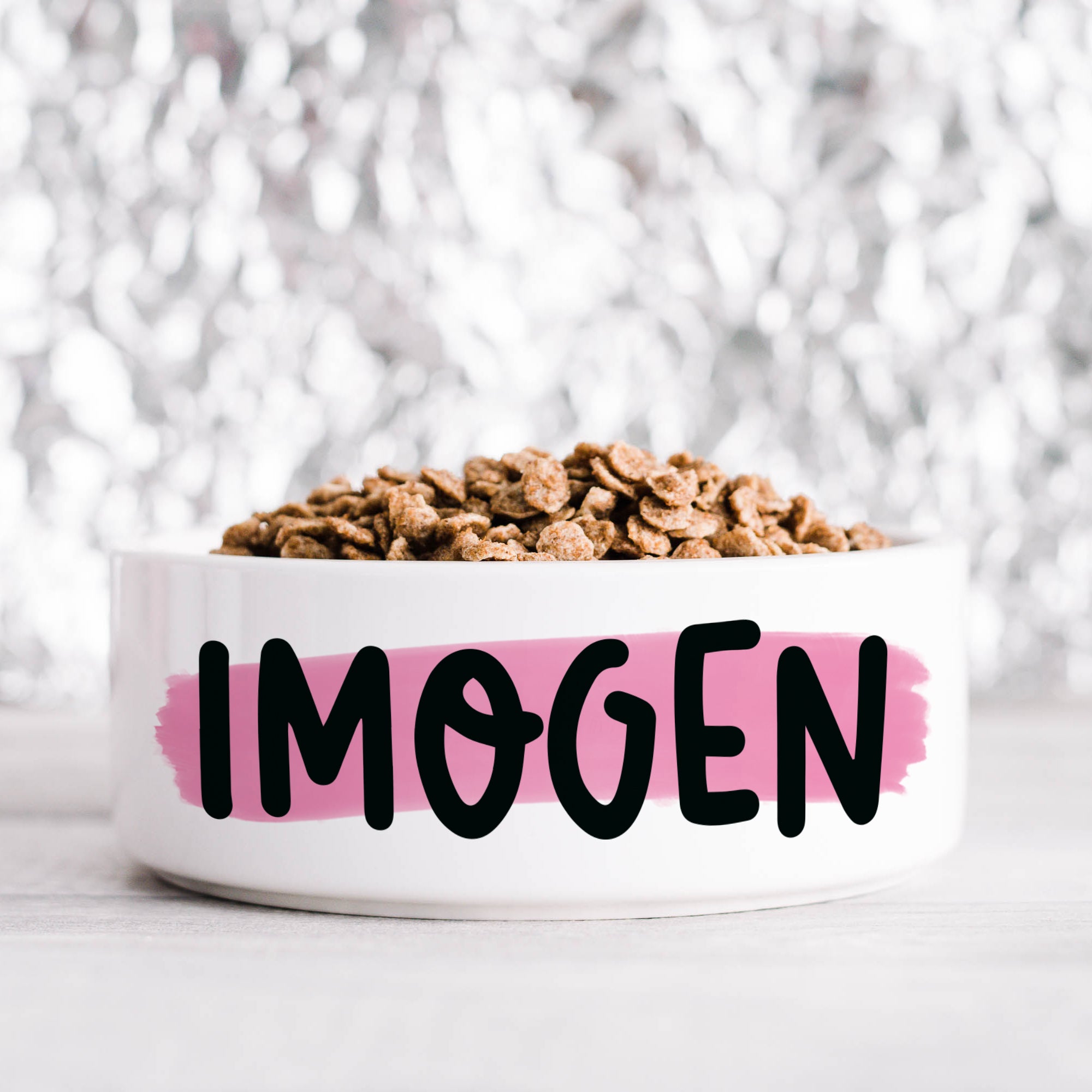 Bold Pink Paint Stroke Pet Bowl