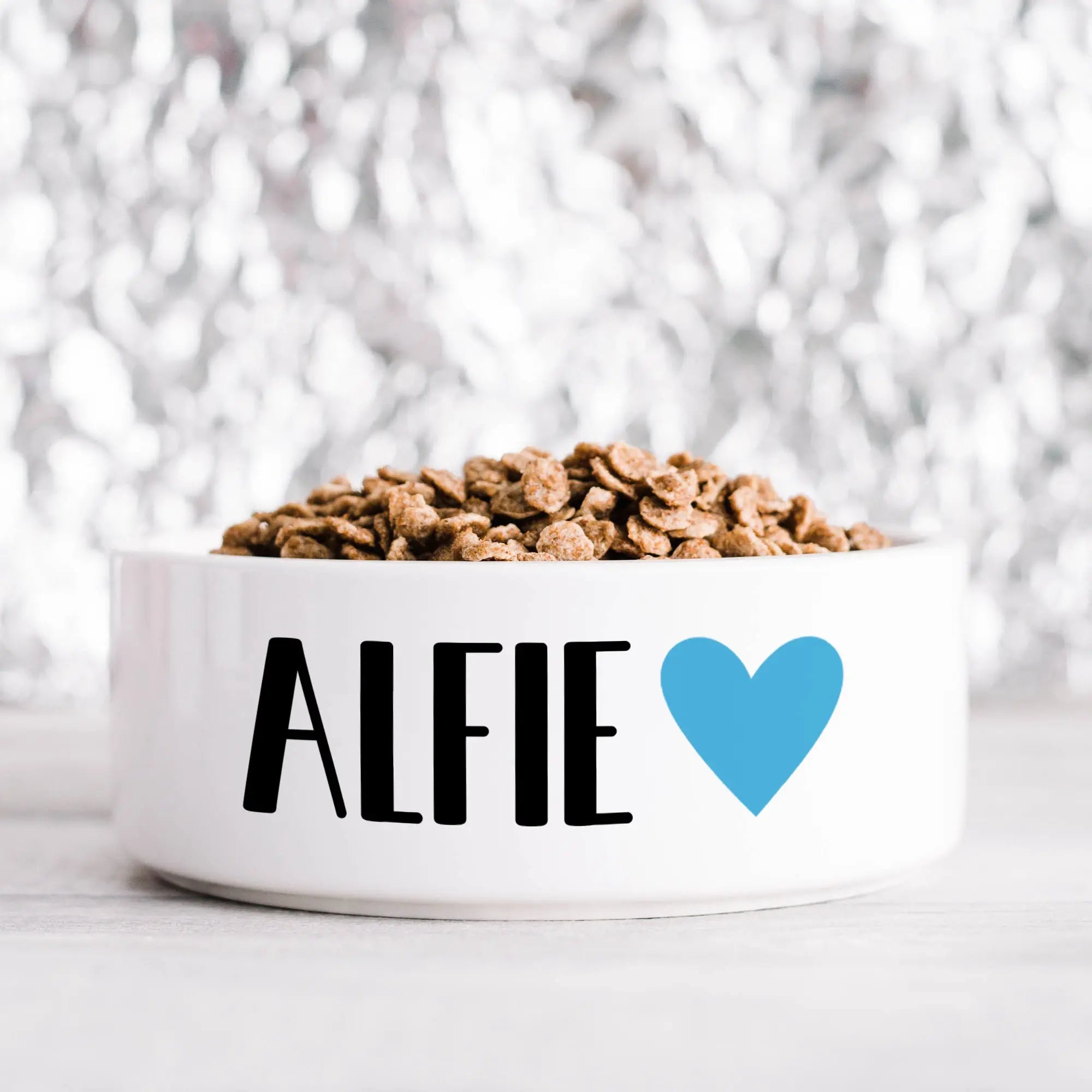 Blue Solid Heart Pet Bowl