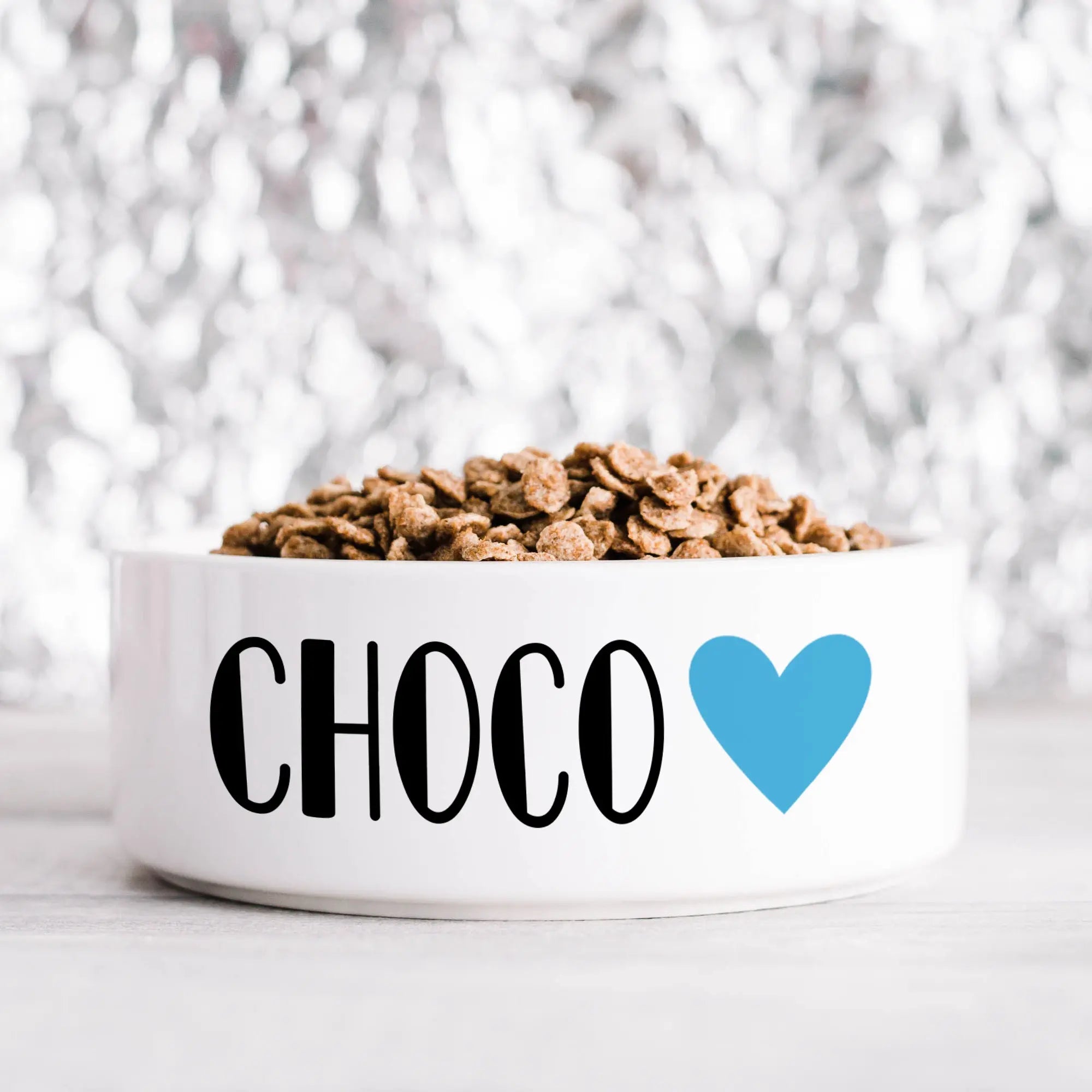 Blue Solid Heart Pet Bowl