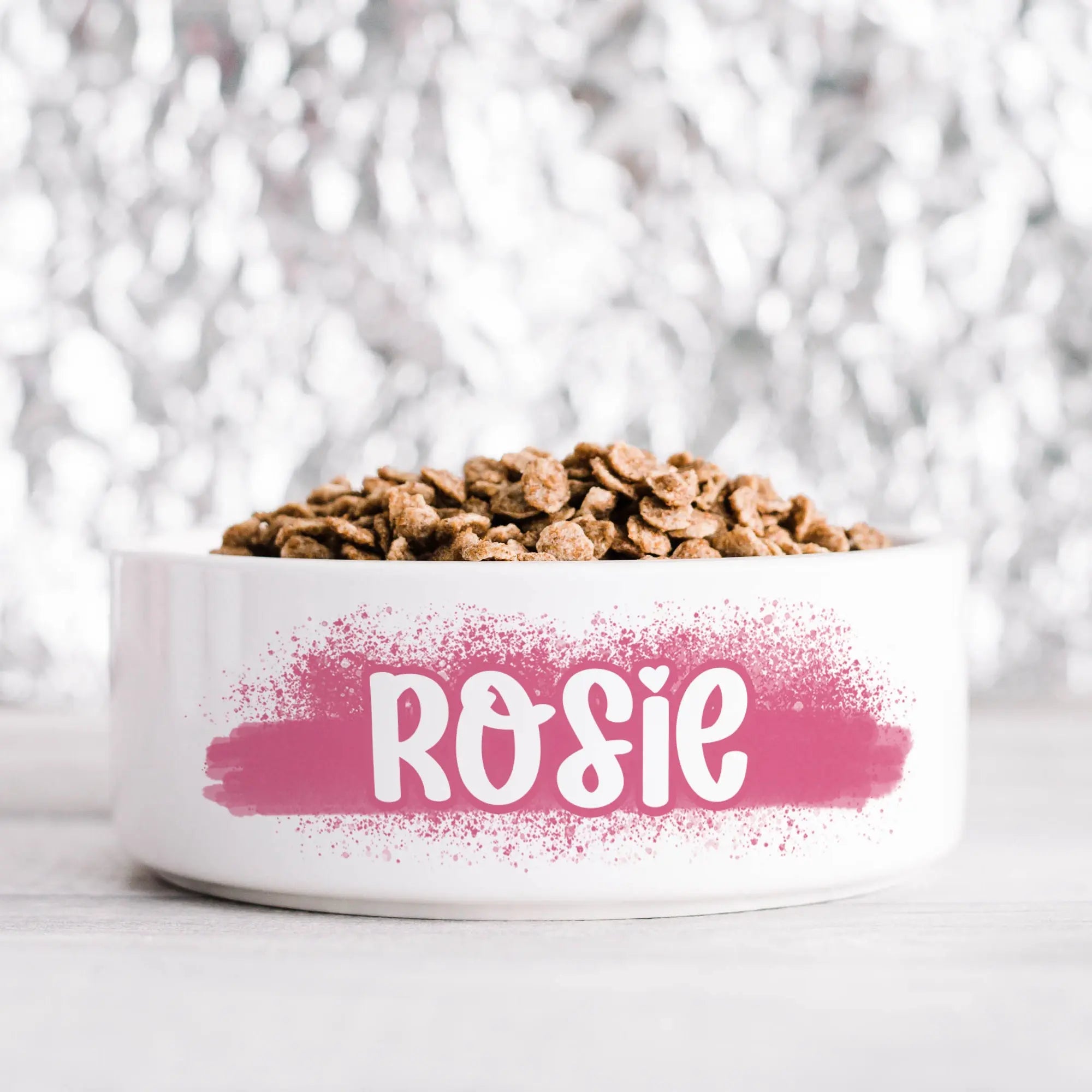 Pink Paint Stroke Pet Bowl