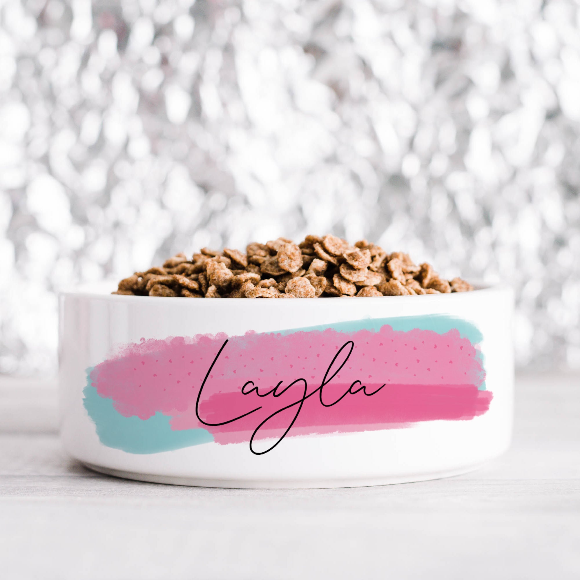 Light Dual Paint Stroke Pet Bowl