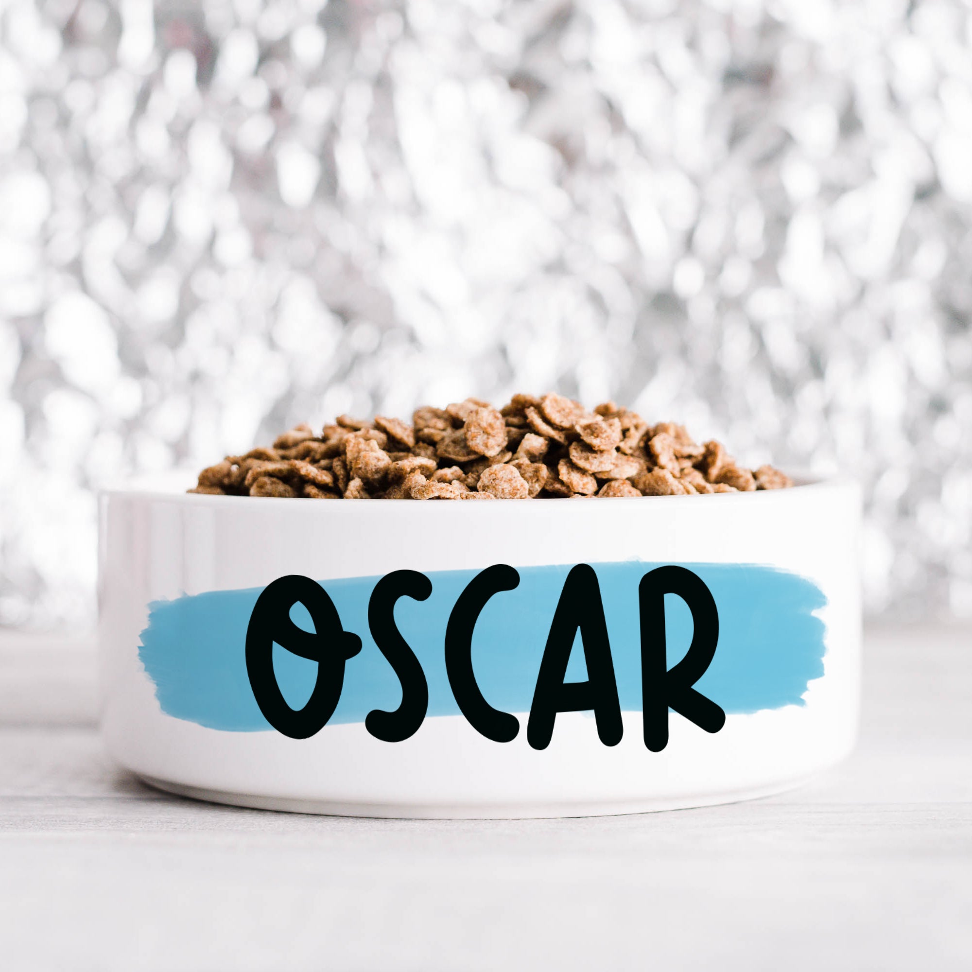 Bold Blue Paint Stroke Pet Bowl