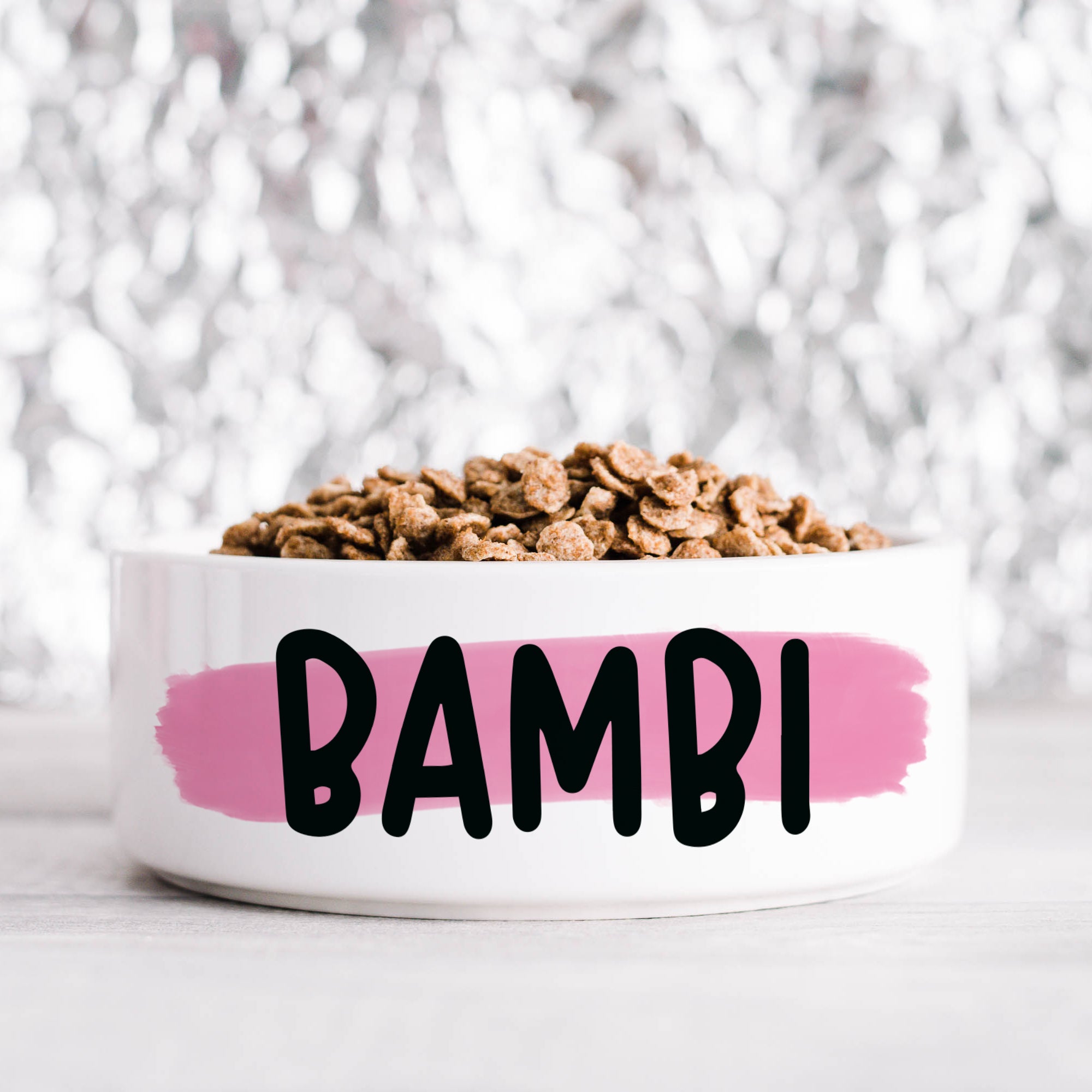 Bold Pink Paint Stroke Pet Bowl