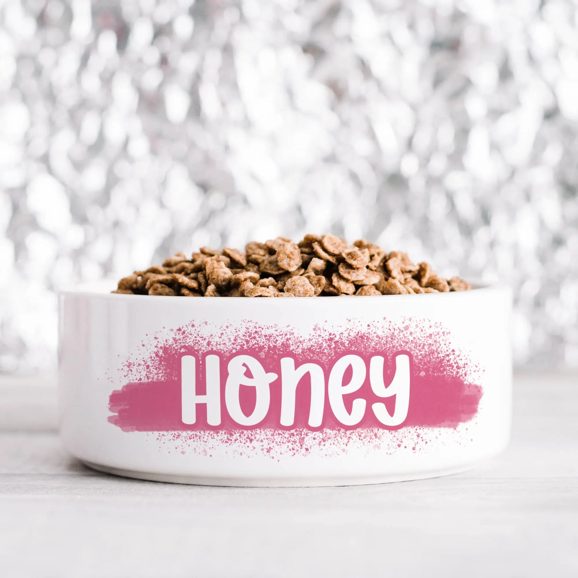 Pink Paint Stroke Pet Bowl